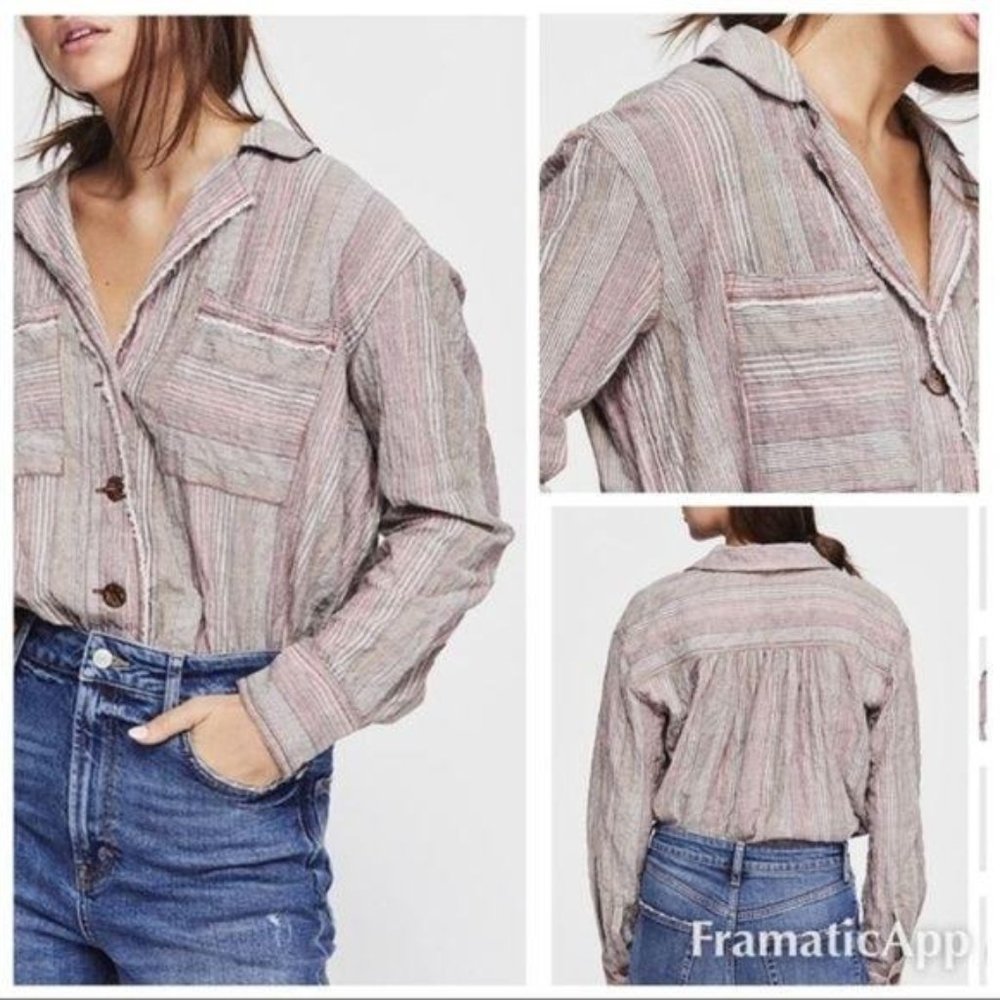 New Free People High Tide Multi Stripe Shirt